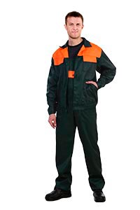 Летний костюм «Бригадир» (зеленый c оранжевым)